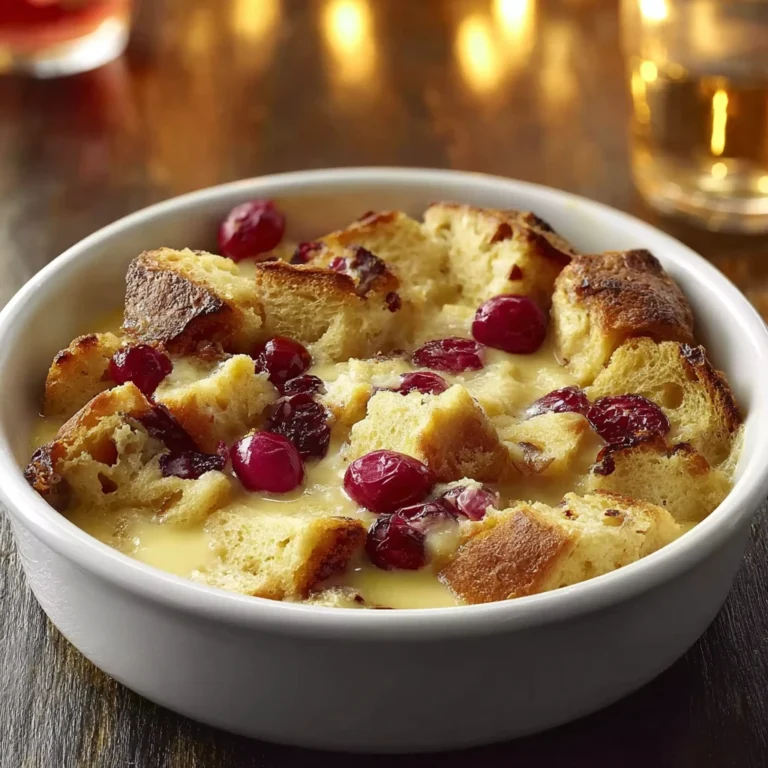 Rich Cranberry Eggnog Bread Pudding