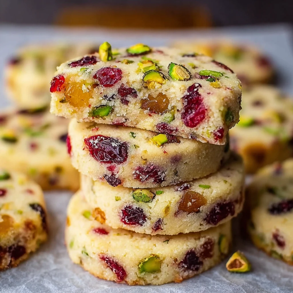 Cranberry Pistachio Shortbread Cookies
