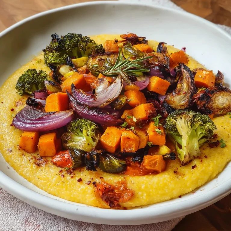 Creamy Pumpkin Polenta Roasted Veggies Delight