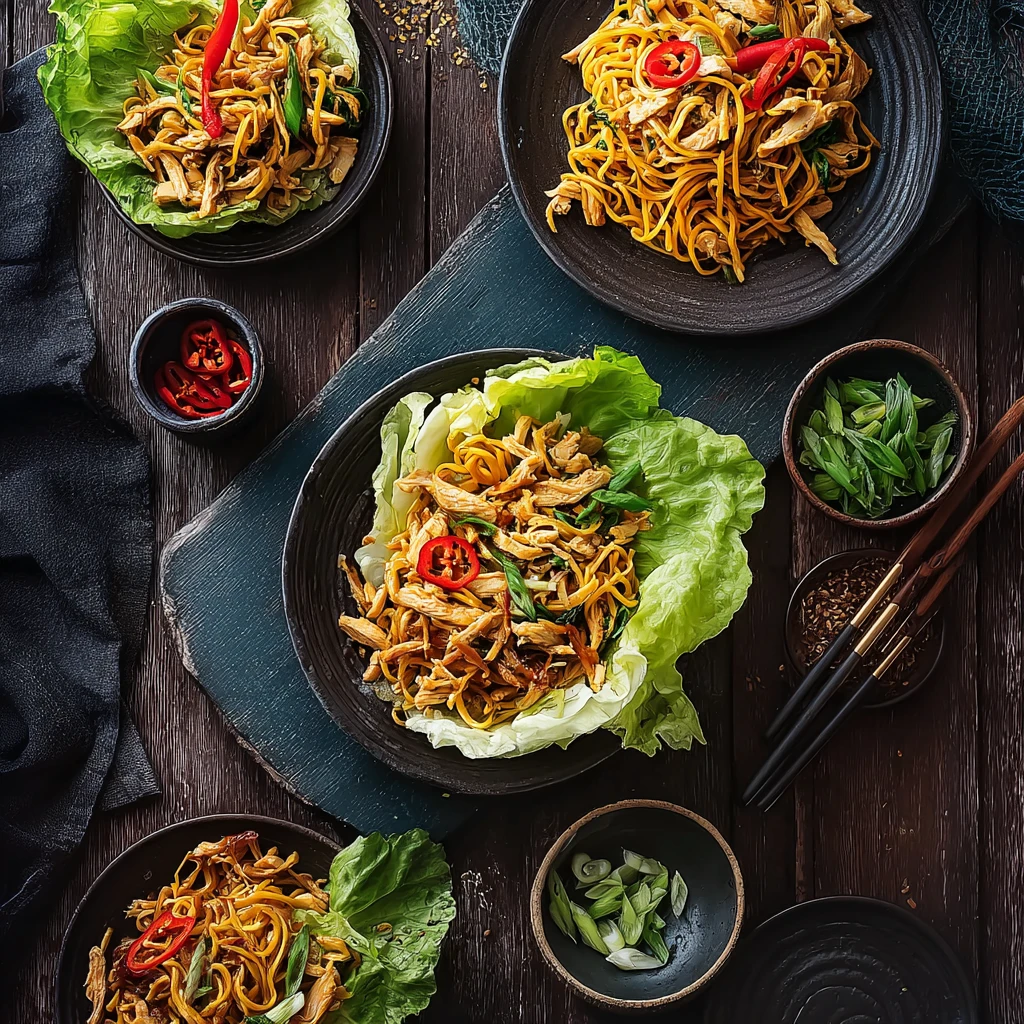 Delicious Singapore Noodle Chicken Lettuce Cups Savor