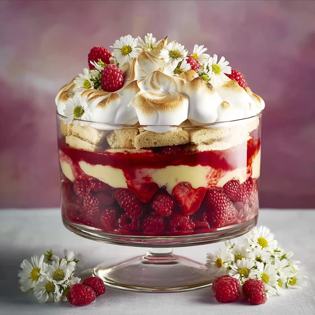 Epic Raspberry Trifle Meringue Top That Wows Every