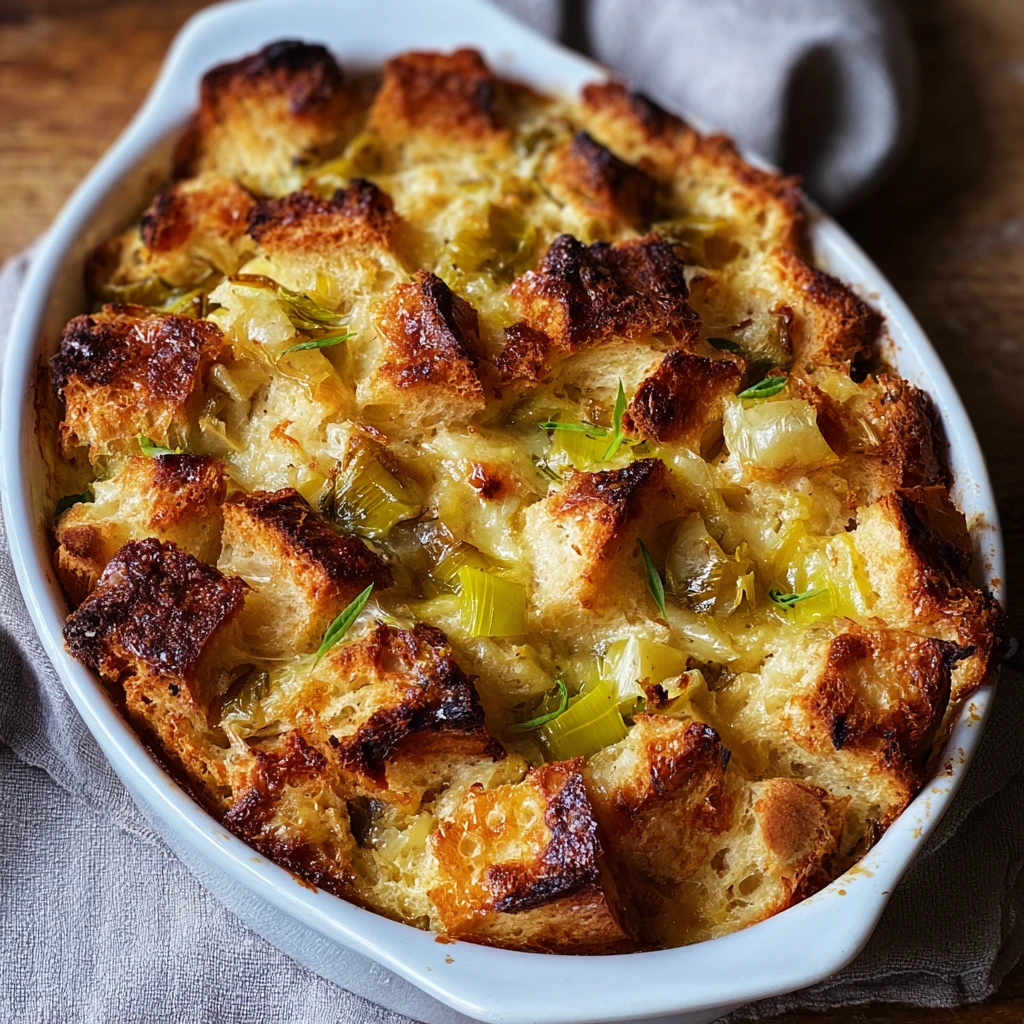 Irresistible Leek Gruyere Bread Pudding Recipe