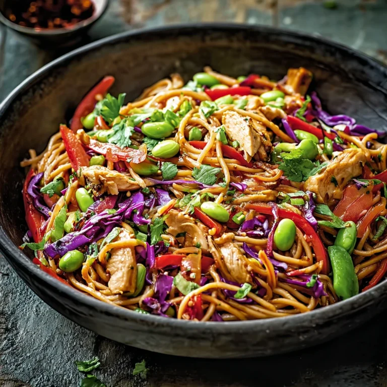 Savory Slow Cooker Hoisin Garlic Chicken Noodle Salad