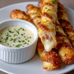 Baked Ham and Cheese Mozzarella Sticks