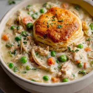 Ground Turkey Pot Pie with Biscuits