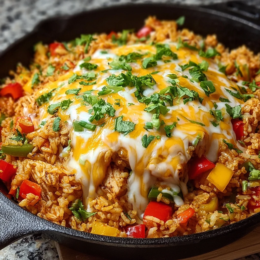 Cheesy Chicken Fajita Rice Skillet