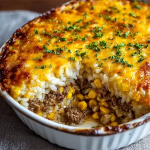 Cheesy Ground Beef and Rice Casserole