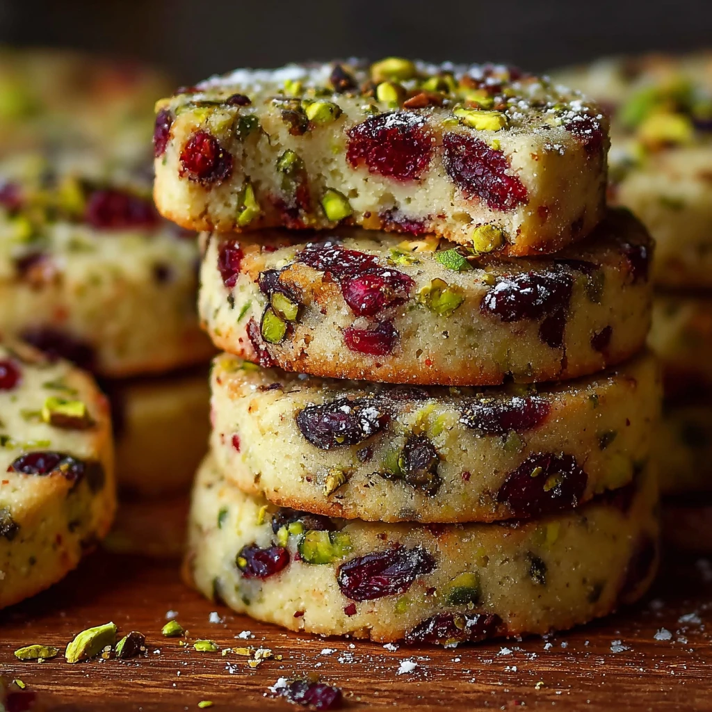 Cranberry Pistachio Shortbread Cookies