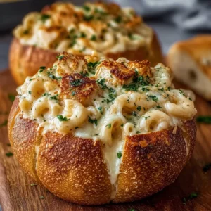 Chicken Alfredo Garlic Bread Bowls – Cheesy, Creamy