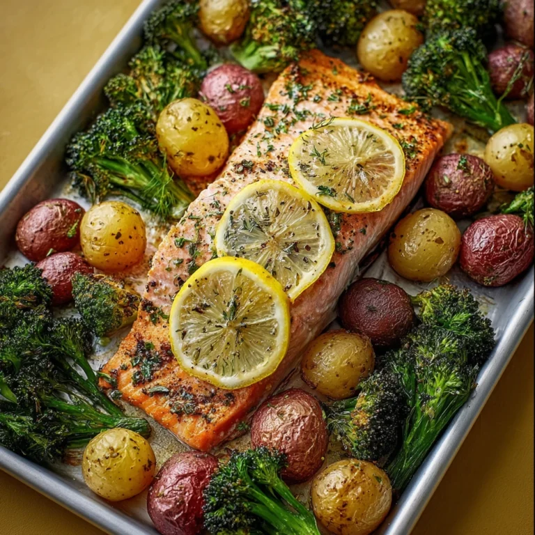Lemon Butter Salmon Crispy Potatoes Roasted Broccoli Recipe