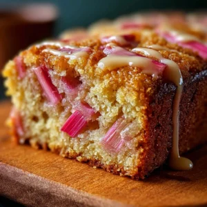 Rhubarb Cake with Butter Sauce