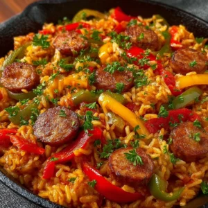 Sausage, Peppers & Rice Skillet