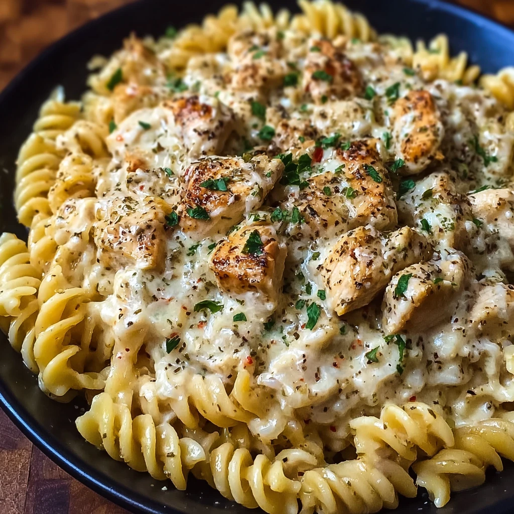 Slow Cooker Garlic Parmesan Chicken Pasta