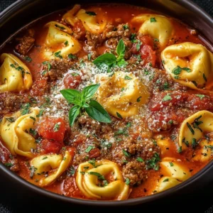 Slow Cooker Tomato Tortellini Soup with Ground Beef