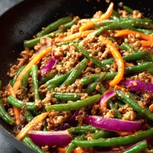 Weeknight Ground Turkey with Green Beans Teriyaki