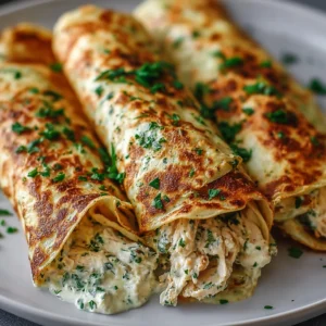 Baked Cheese and Garlic Chicken Wraps with Fresh Herbs