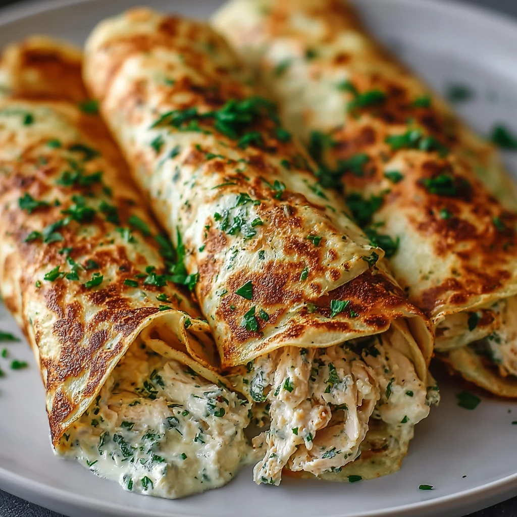 Baked Cheese Garlic Chicken Wraps Fresh Herbs