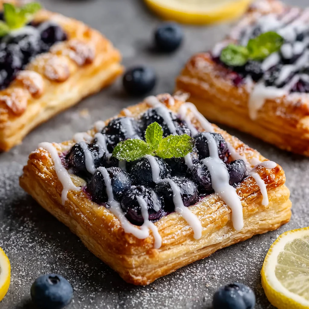 Blueberry Puff Pastry Tarts Lemon Glaze