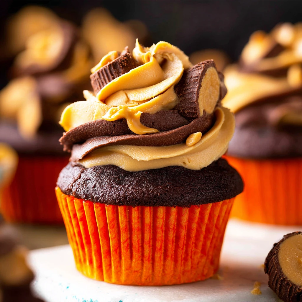 Dark Chocolate Peanut Butter Cupcakes