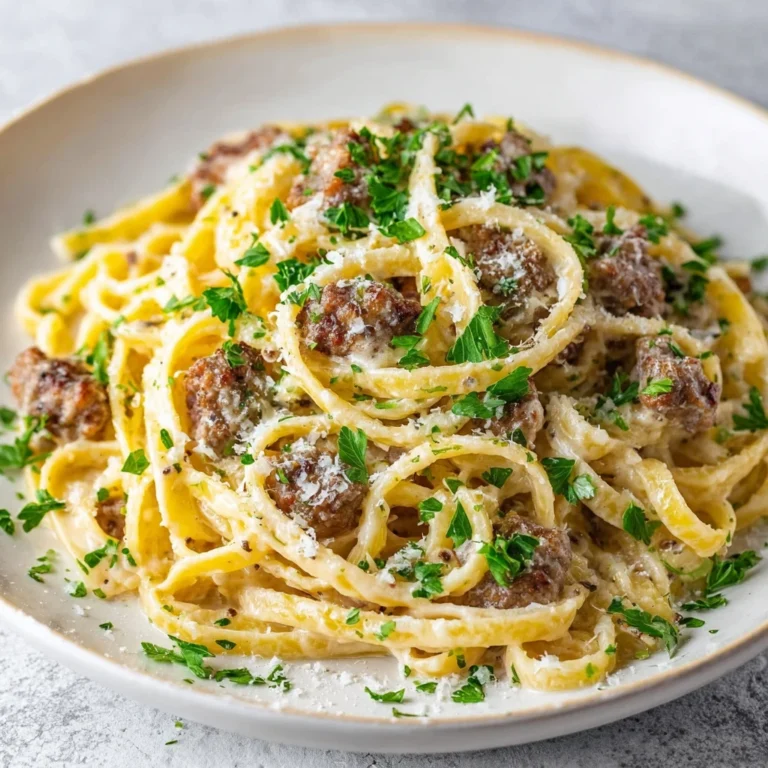 Garlic Butter Beef Linguine Cheesy Alfredo Sauce