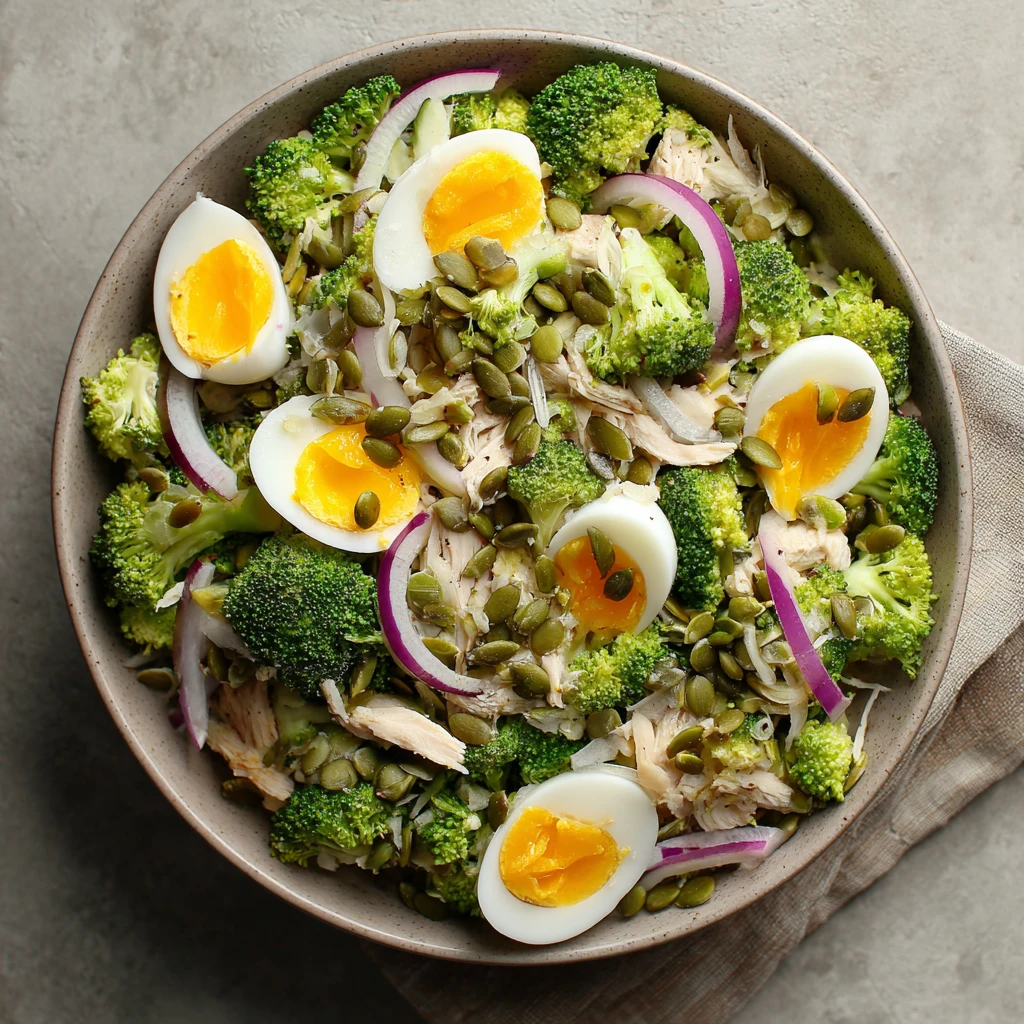 High Protein Broccoli Slice Salad