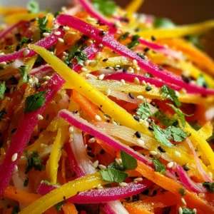 Quick and Zesty Shaved Rainbow Carrot Sesame Salad Delight