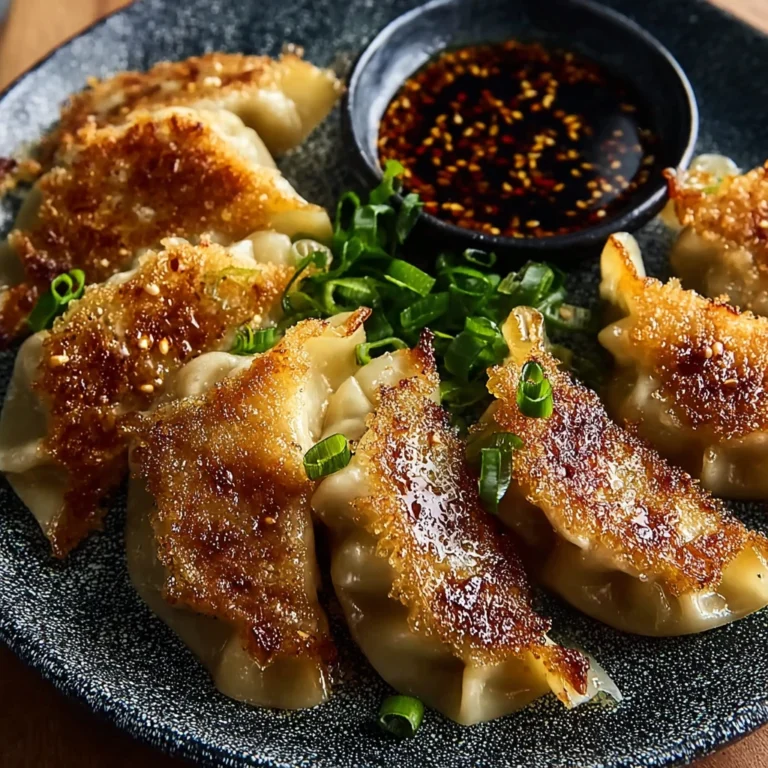 discover how to make crispy air fryer potstickers on a plate with garnish