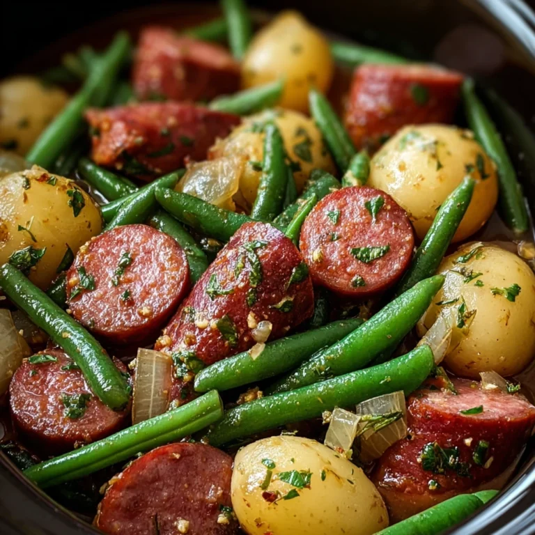 best crockpot kielbasa and green beans recipe that will wow your family on a plate with garnish