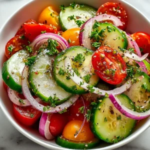 Marinated Cucumber Onion and Tomato Salad