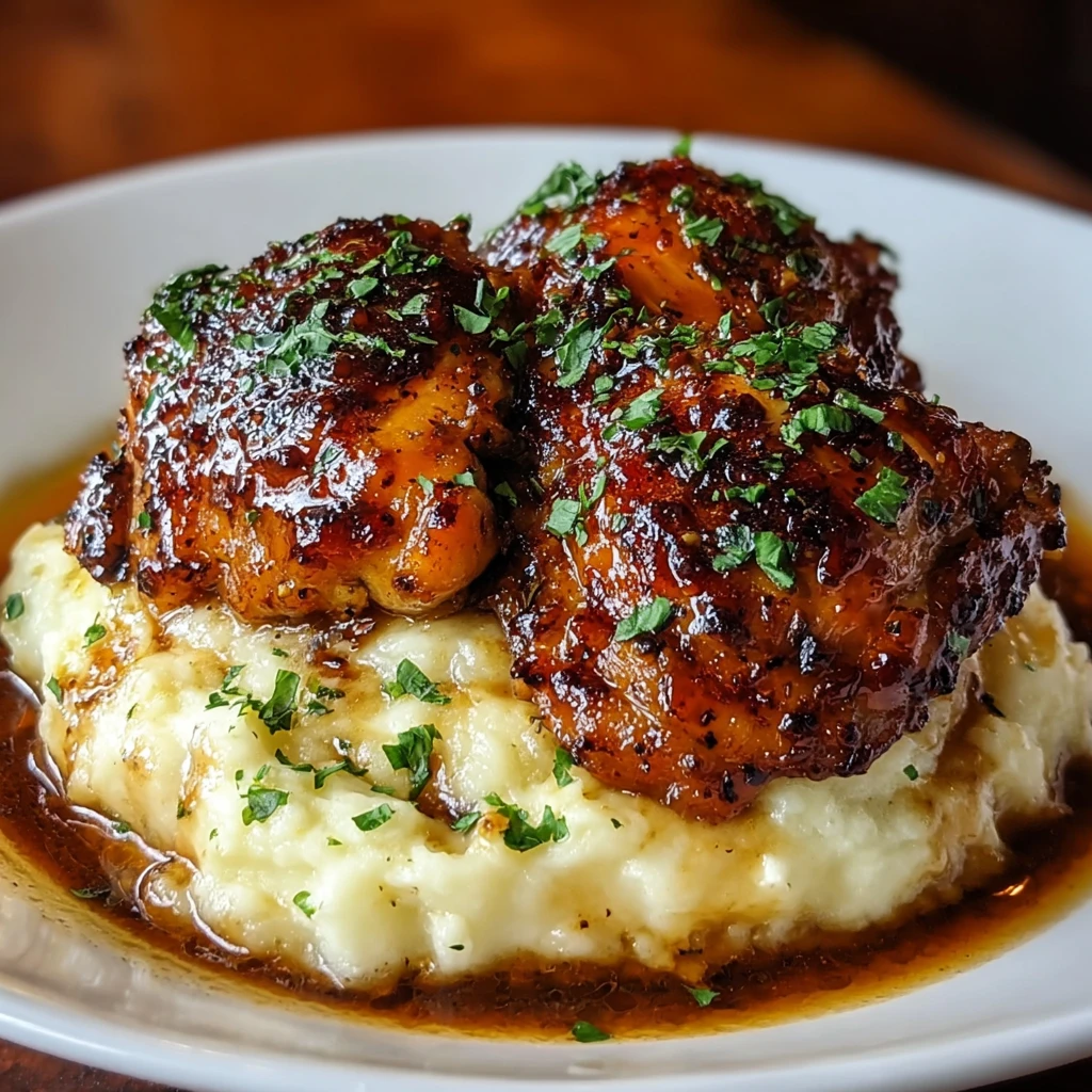 chipotle honey chicken thighs with caramelized glaze in a cast iron skillet with cilantro