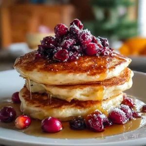 Fluffy Cranberry Orange Ricotta Pancakes