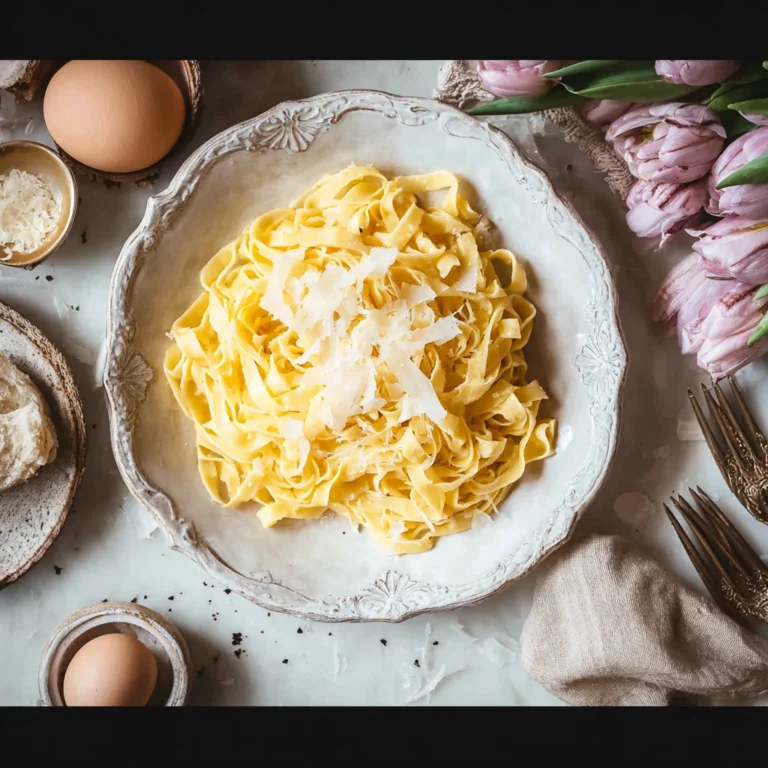 homemade keto egg noodles on a plate with garnish