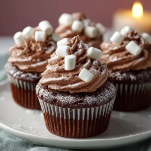 Hot Cocoa Cupcakes with Marshmallow Frosting