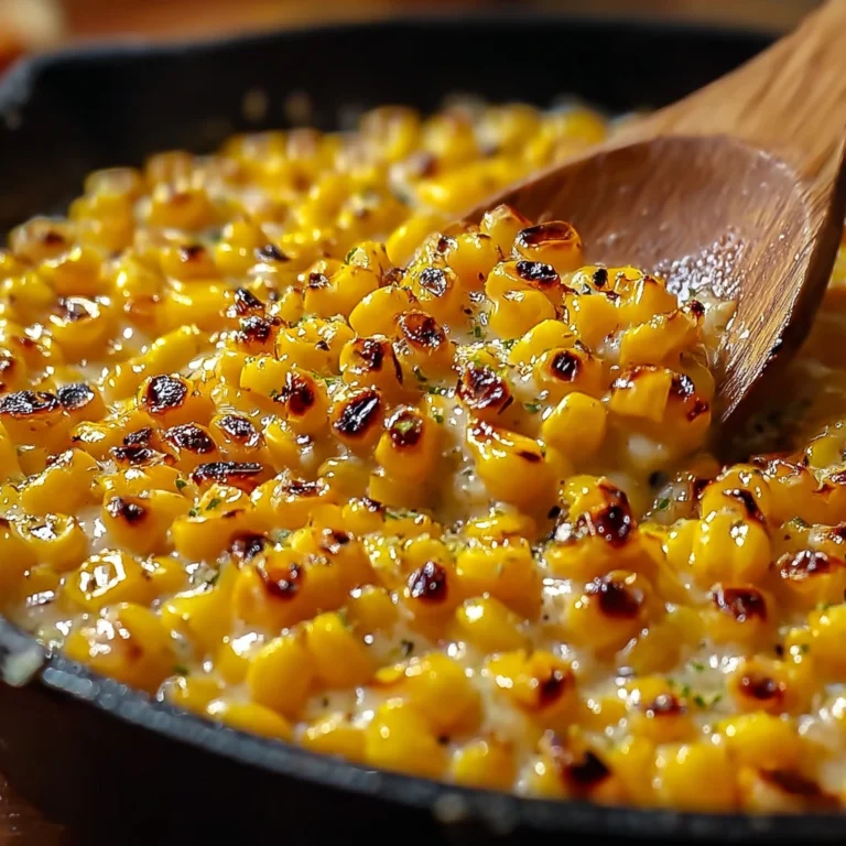 creamy honey butter skillet corn – a must-try side dish on a plate with garnish