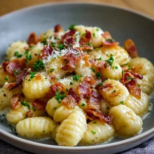 Gnocchi Carbonara with Bacon and Parmesan
