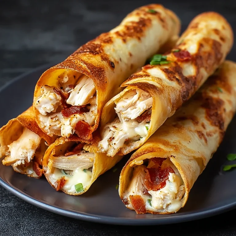 keto chicken bacon ranch taquitos on a plate with garnish