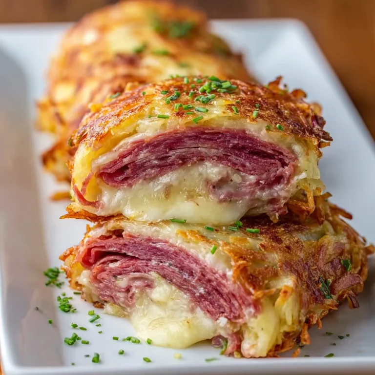 keto crispy reuben roll-ups on a plate with garnish