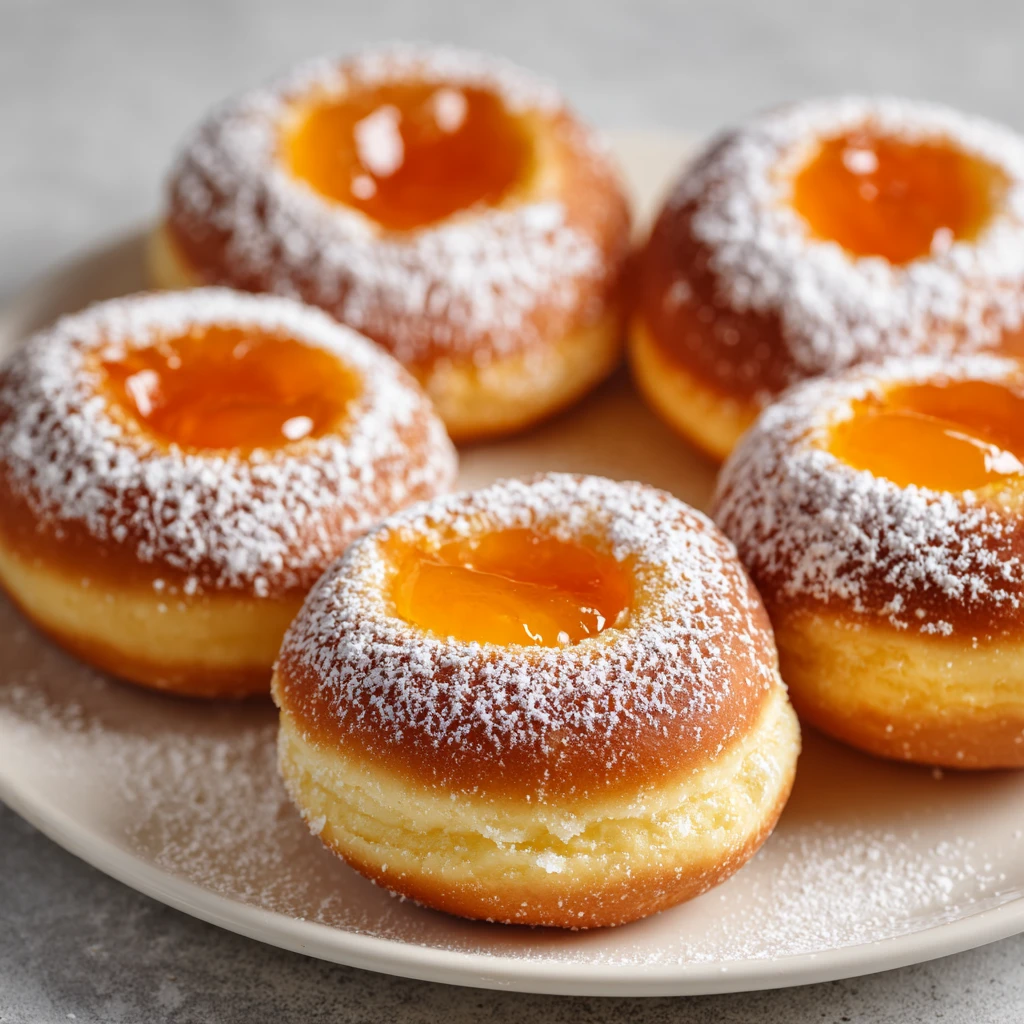 leche flan doughnuts filled with custard and coated in sugar on a plate