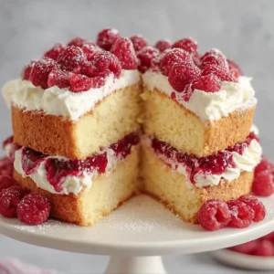 Raspberry Cream Layer Cake (Light Vanilla Berry)