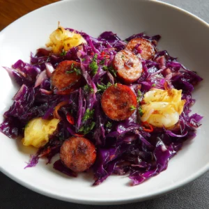 Red Cabbage and Kielbasa Skillet