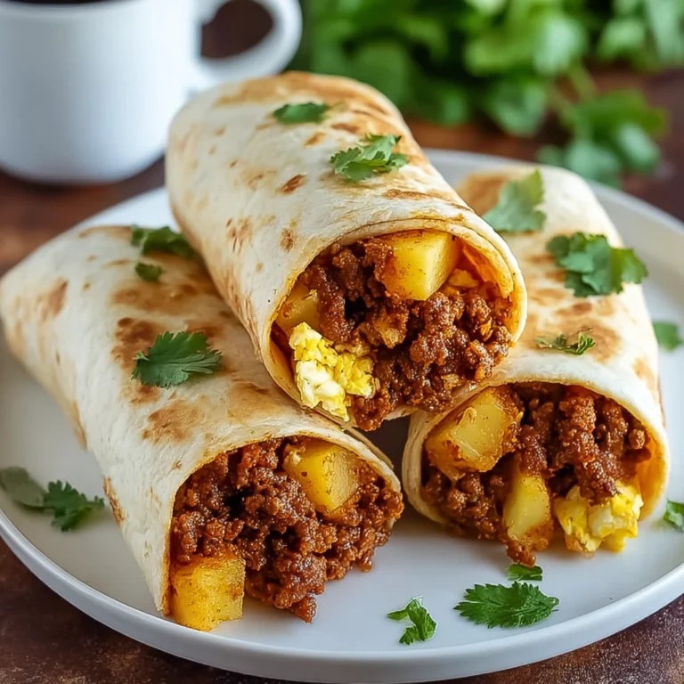 chorizo breakfast burritos with scrambled eggs and crispy potatoes wrapped in flour tortillas