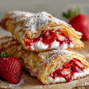 Strawberry Cheesecake Turnovers (Flaky Pastry)