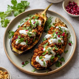 Easy Moroccan Stuffed Eggplant