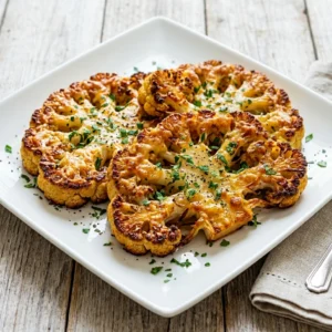 Indulge in Crusted Cheesy Cauliflower Steaks for a Delicious Meal!