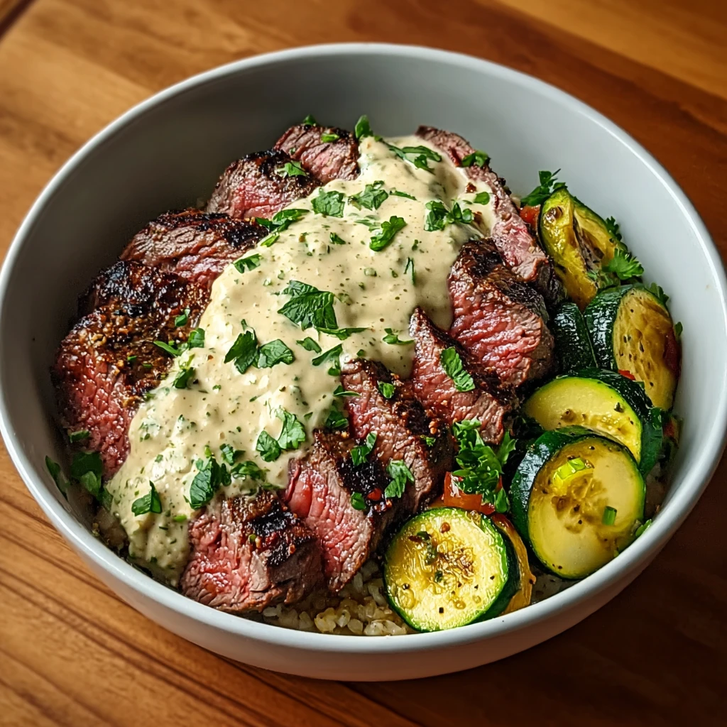 Savor Flavor Grilled Steak Bowls Zucchini Sauce