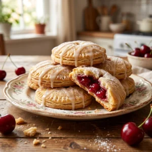 Easy Glazed Stuffed Cherry Pie Cookies