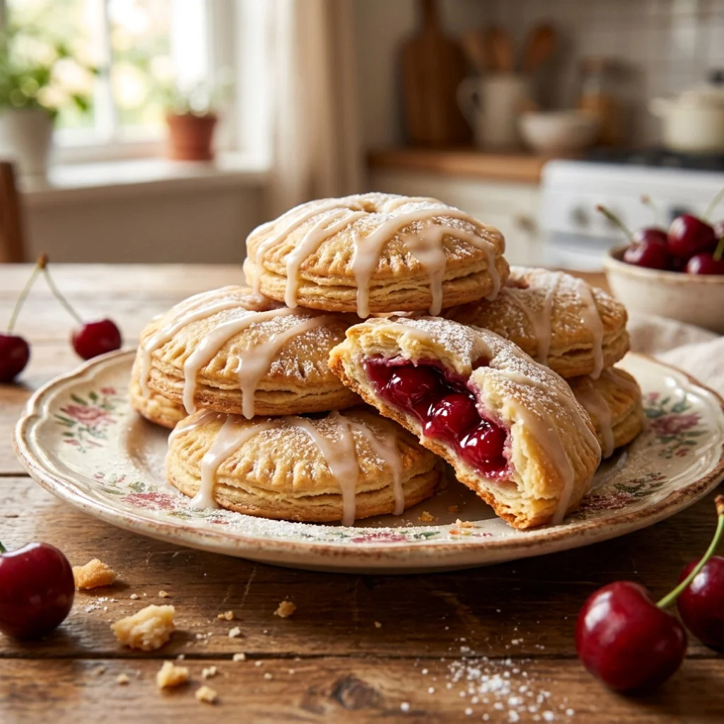 Easy Glazed Stuffed Cherry Pie Cookies
