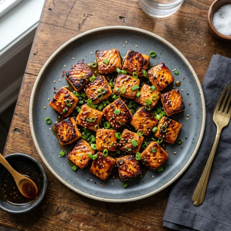 crispy honey garlic salmon bites