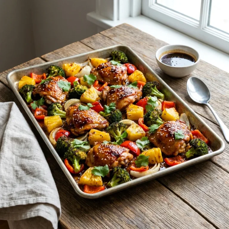 Sheet Pan Pineapple Chicken and Broccoli