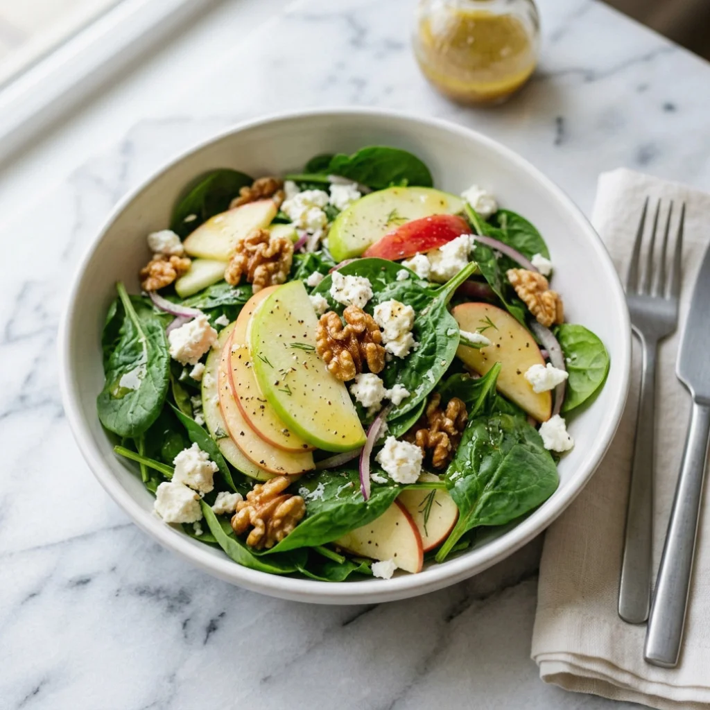 Refreshing Apple Feta Spinach Salad